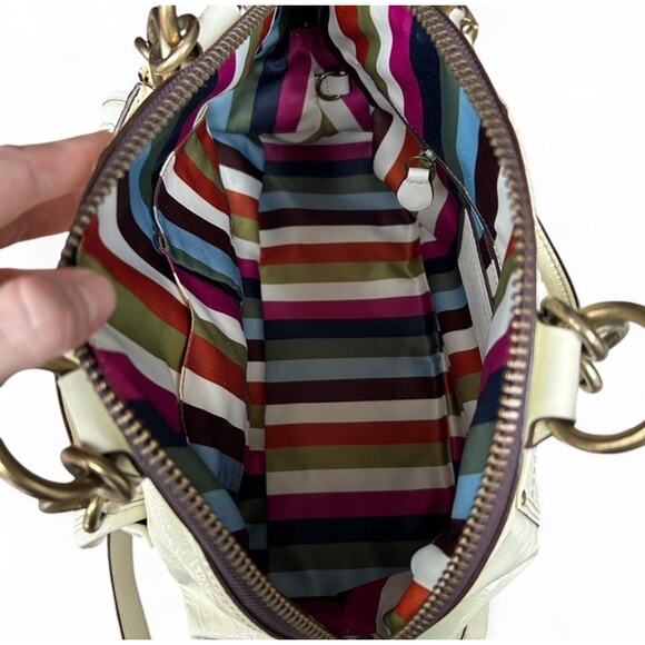 Y2K Coach Legacy Francine Ivory Patent Satchel Shoulder Bag Purse W/ Dust Bag - Picture 7 of 11